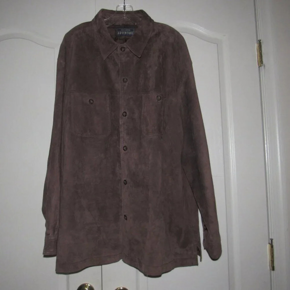 JOHN ASHFORD ADVENTURE Button Front Brown Suede Leather Lined Jacket Size XXL - Picture 1 of 4